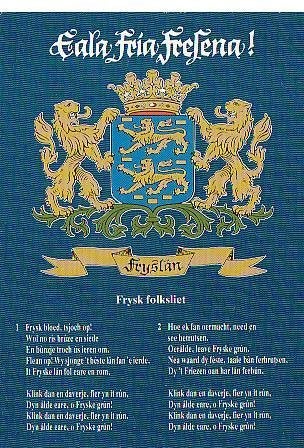 Ansichtkaart 	Friesland	Volkslied	wapen, Verzenden, 1980 tot heden, Gelopen, Friesland