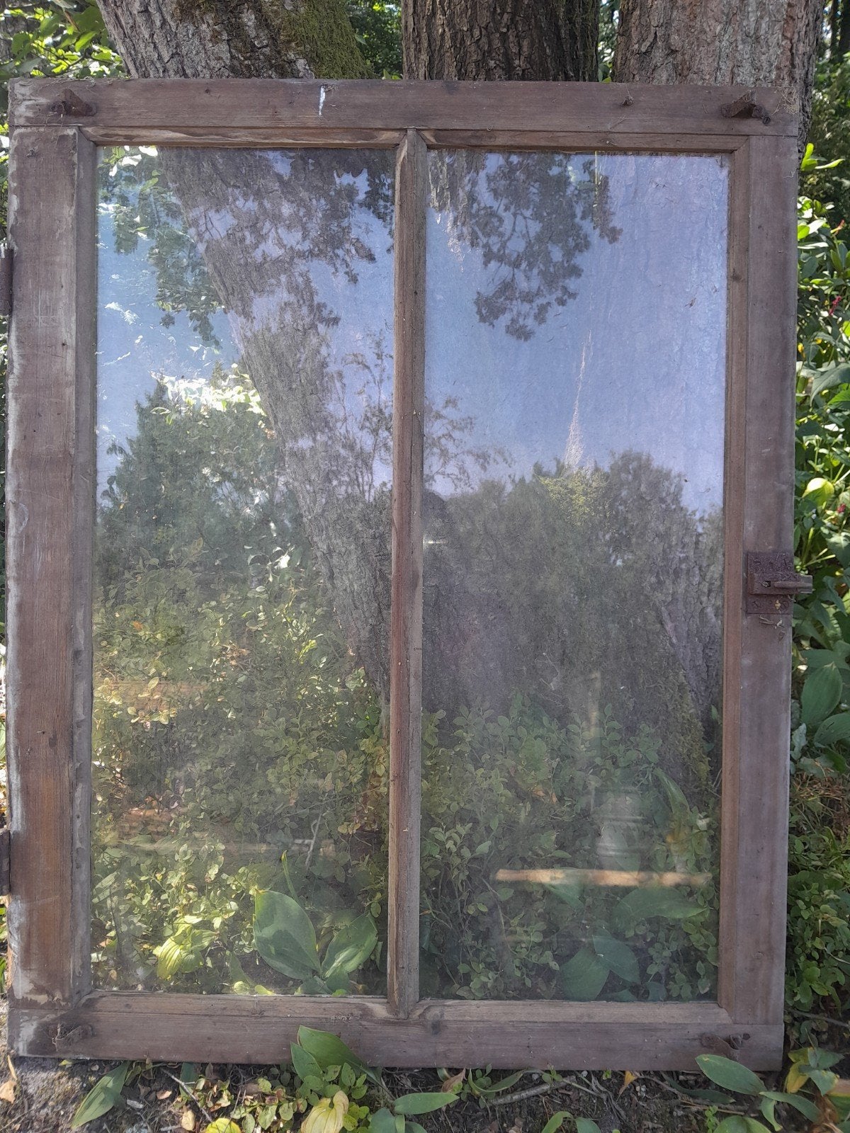 antiek houten raam met enkel glas, Ophalen, Gebruikt, Minder dan 80 cm, Gevelraam of Ruit