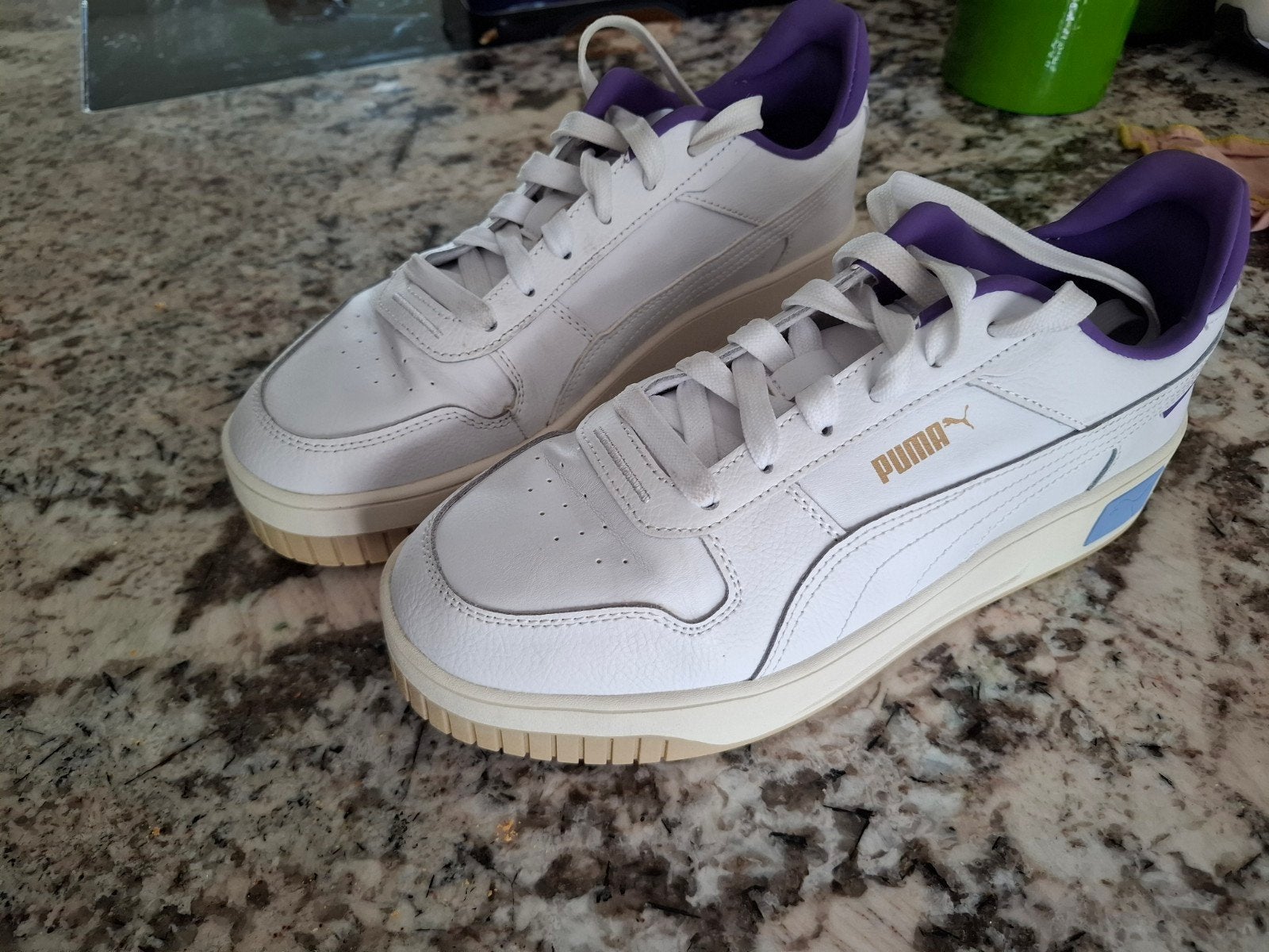 Puma Low Sneakers Maat 40 Wit/Paars, Puma, Wit, Ophalen of Verzenden, Sneakers of Gympen