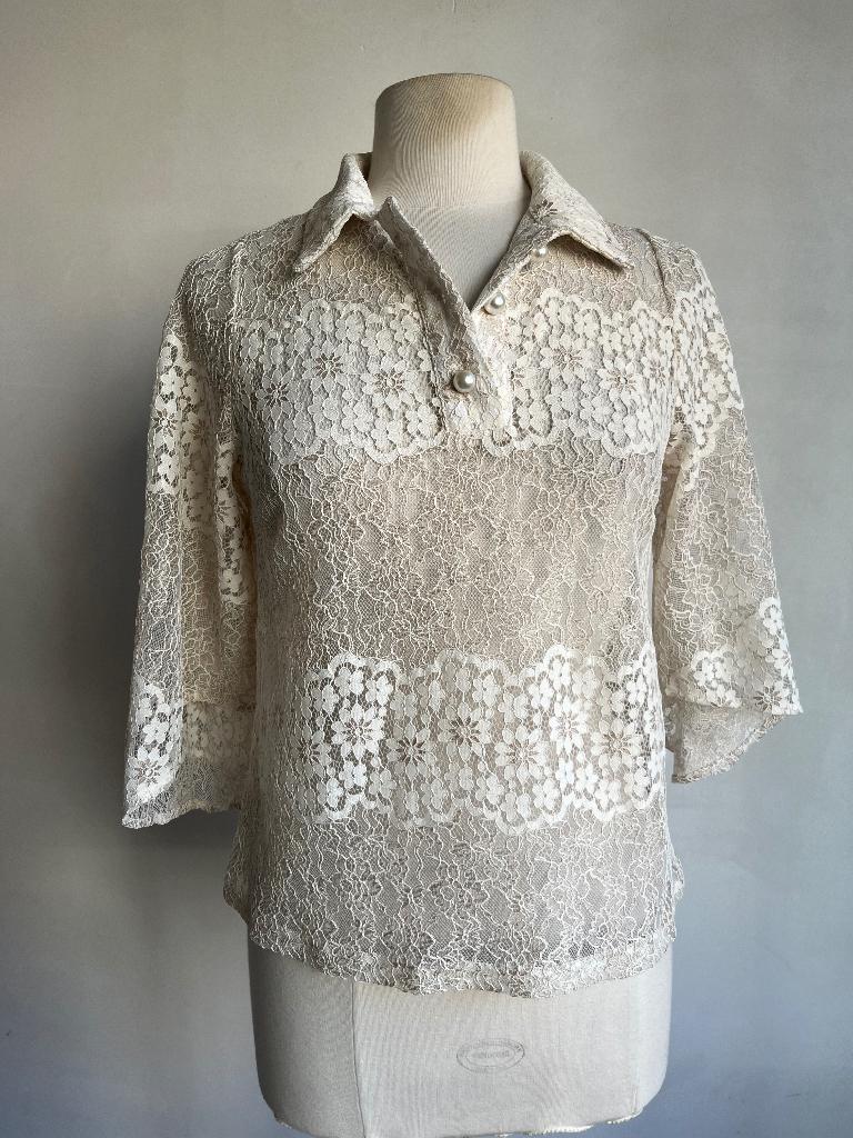 I say top kant beige maat xs, Kleding | Dames, Verzenden, Beige, Zo goed als nieuw, Korte mouw