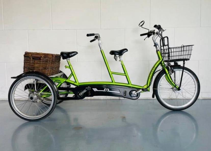 Groene driewieler electrische tandem van Van Raam, Ophalen, Gebruikt