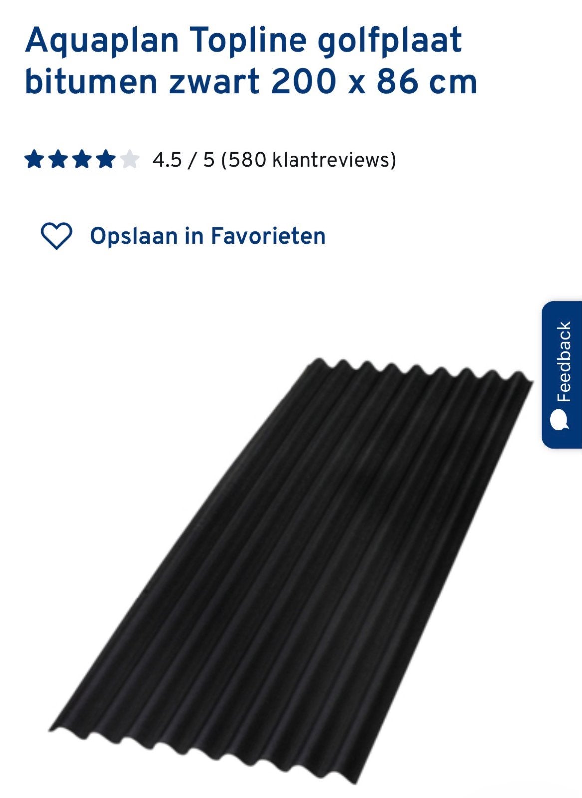 Aquaplan Topline bitumen golfplaat zwart, Ophalen, Overige materialen, Zwart, Nieuw