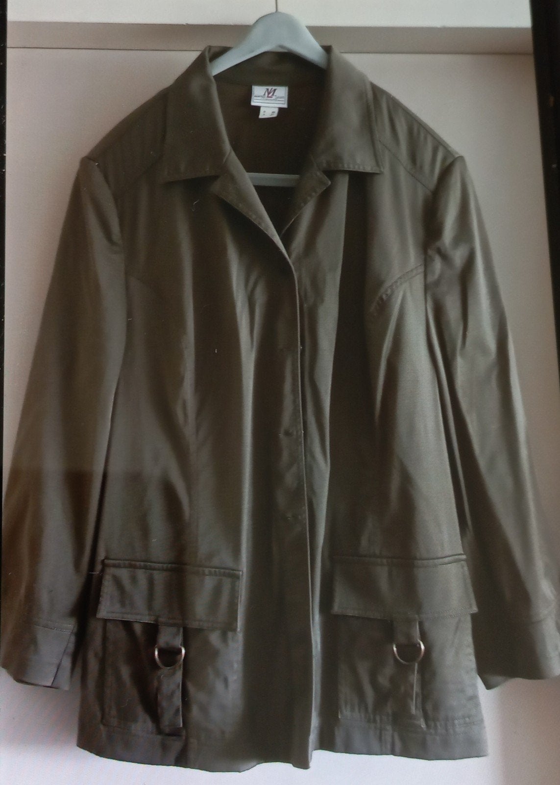 Stijlvolle olijfgroene jas, maat 46, Kleding | Dames, Maat 46/48 (XL) of groter, Ophalen of Verzenden, Groen, Onbekend