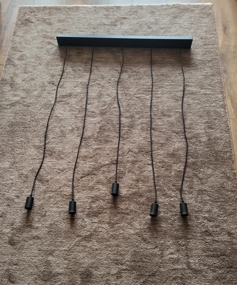 Moderne QAZQA Zwarte Hanglamp met 5 Lichtpunten, Huis en Inrichting, Lampen | Hanglampen, Ophalen, Zo goed als nieuw, Metaal, 75 cm of meer