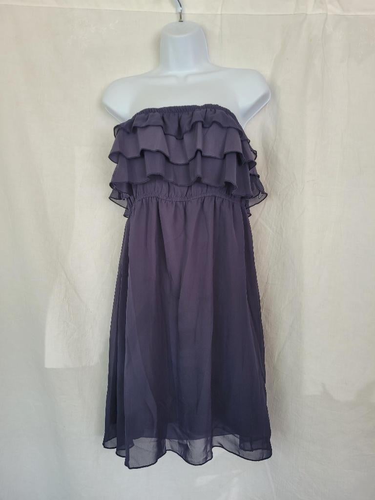 Mooie donkerblauwe strappless jurk roesjes mt M Amy&Ivy, Maat 38/40 (M), Blauw, ., Ophalen of Verzenden