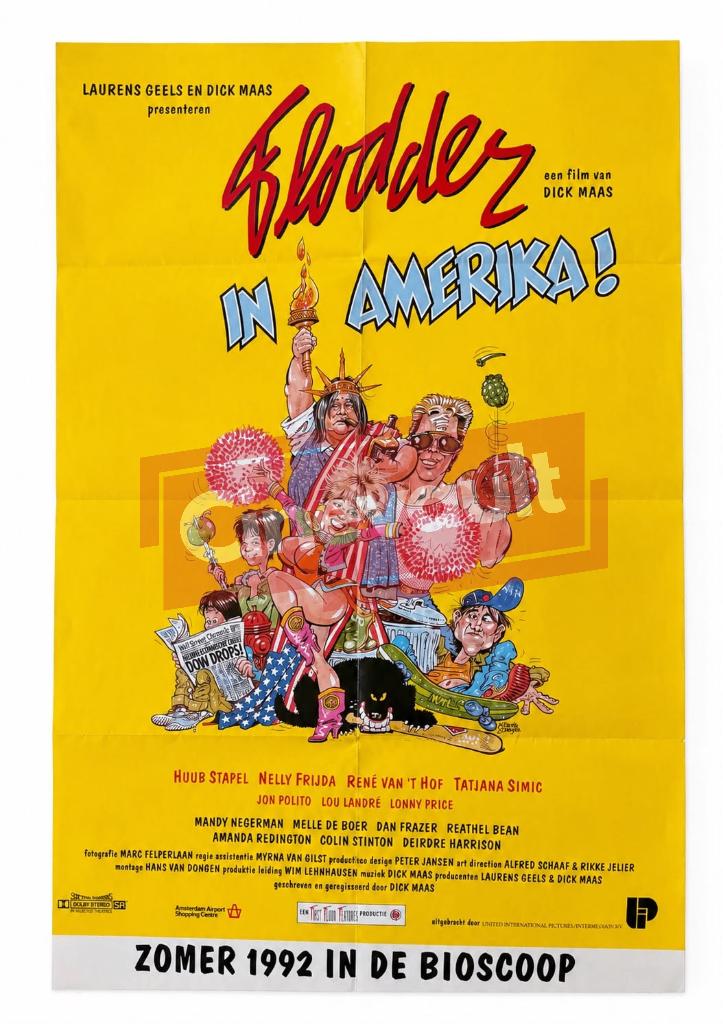 Flodder in Amerika - filmposter, Verzamelen, Posters, Gebruikt, Film en Tv, Deurposter of groter, Rechthoekig Staand, Ophalen of Verzenden