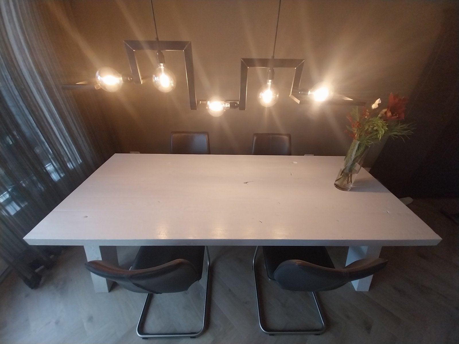 eiken eettafel 220cm x 100cm, Huis en Inrichting, Eikenhout, 200 cm of meer, Vijf personen of meer, Rechthoekig