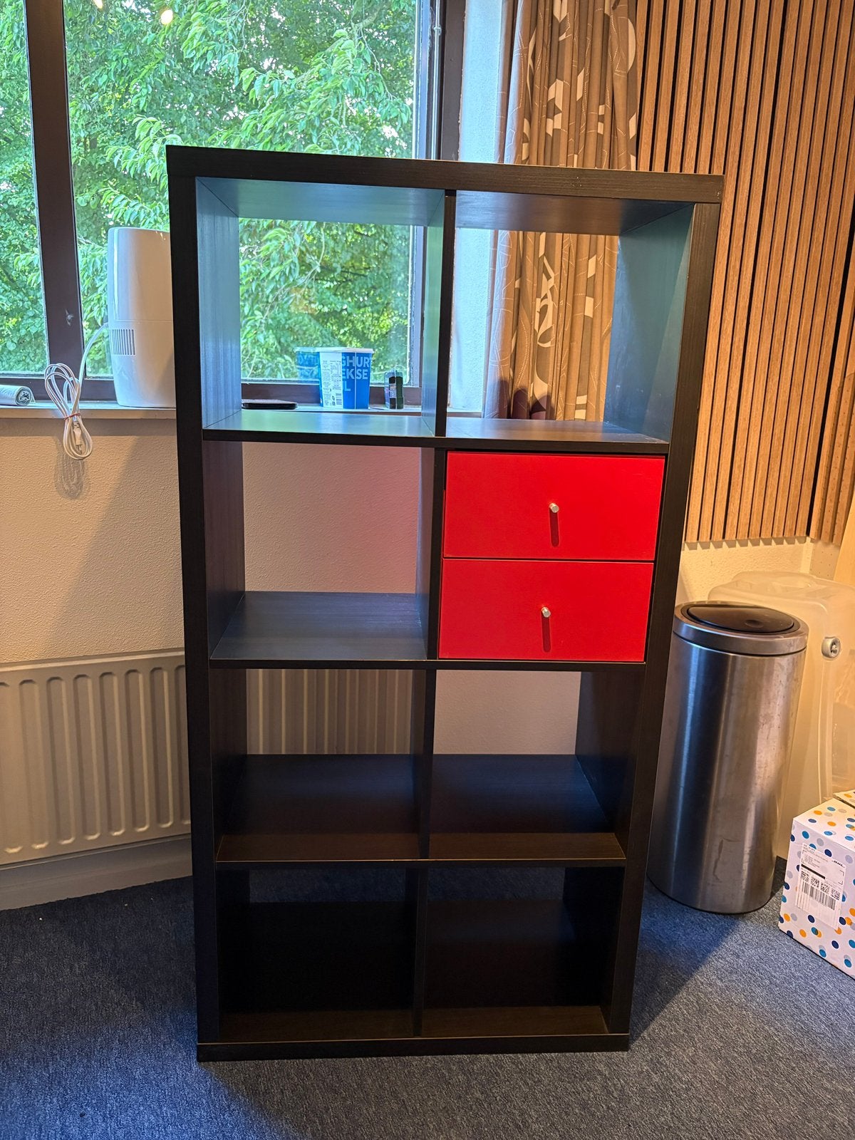 IKEA KALLAX open kast zwart 8 vakken, Ophalen, 50 tot 100 cm, Zo goed als nieuw, Minder dan 100 cm