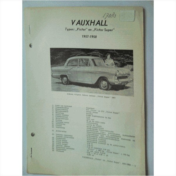 Vauxhall Victor Victor Super Vraagbaak losbladig 1957-1958 #, Ophalen of Verzenden, Gelezen, Overige merken