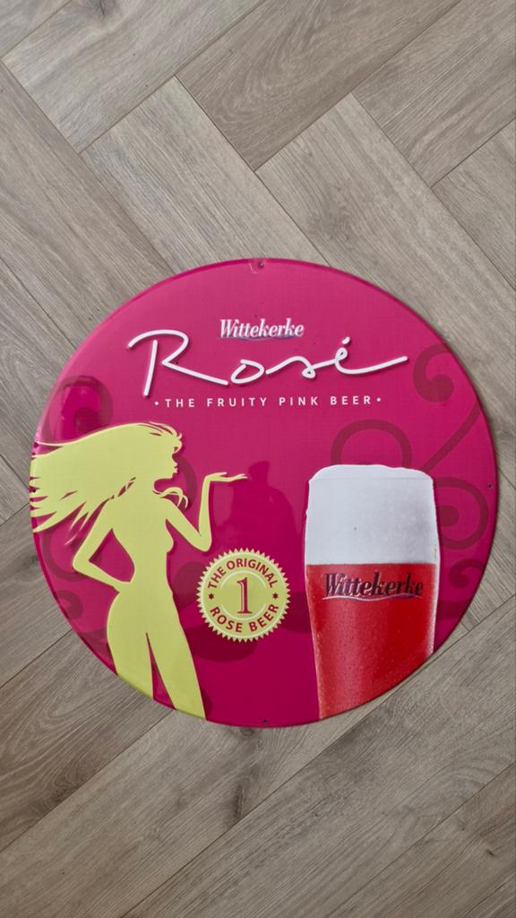 Wittekerke Rosé Reclamebord Metaal - The Fruity Pink Beer, Ophalen of Verzenden, Gebruikt, Reclamebord, Plaat of Schild, Overige merken