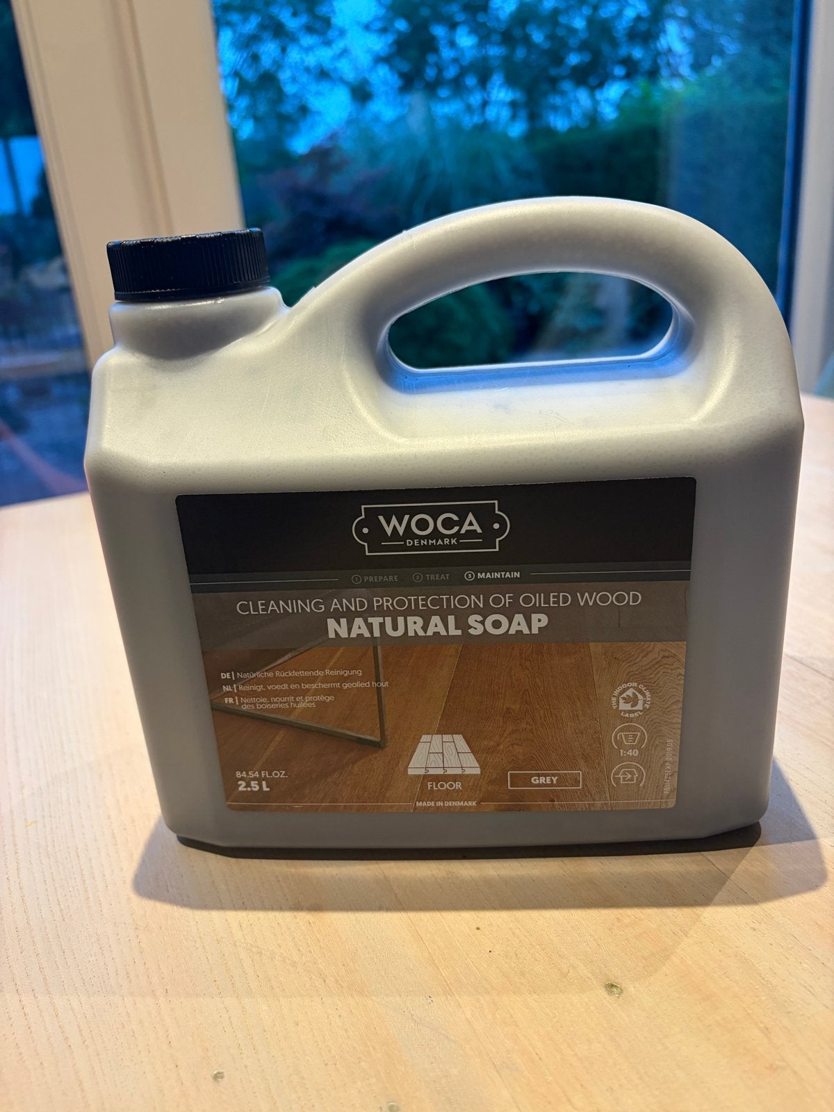 WOCA Natural Soap Grey 2.5L - Reiniging en bescherming geoli, Doe-het-zelf en Verbouw, Minder dan 5 liter, Ophalen, Nieuw, Grijs