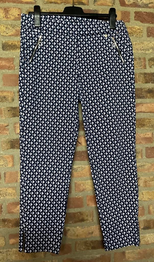 Nieuw!  Robell super mooie blauwe broek, wit zwart dessin 42, Maat 42/44 (L), Nieuw, Lang, Verzenden