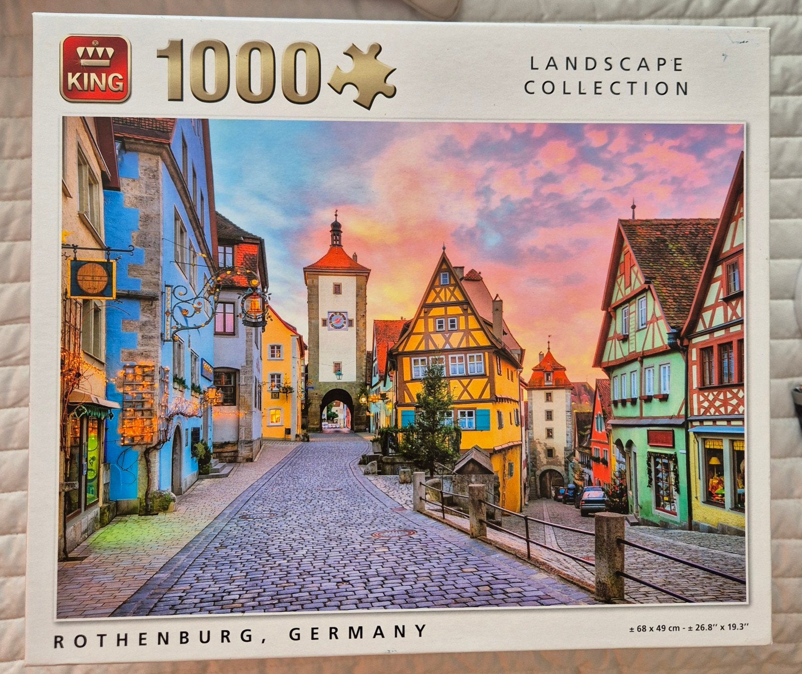 King Legpuzzel Rothenburg, Duitsland - 1000 stukjes, Ophalen of Verzenden, 500 t/m 1500 stukjes, Gebruikt, Legpuzzel