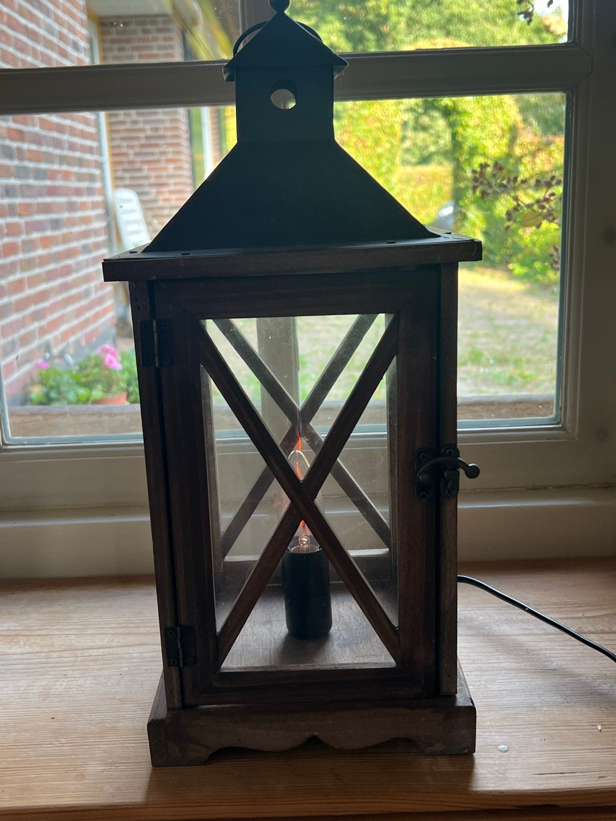 Sfeervolle flakkerende vlamlamp - Hout en metaal, Met schakelaar, Ophalen, Zo goed als nieuw, Hout