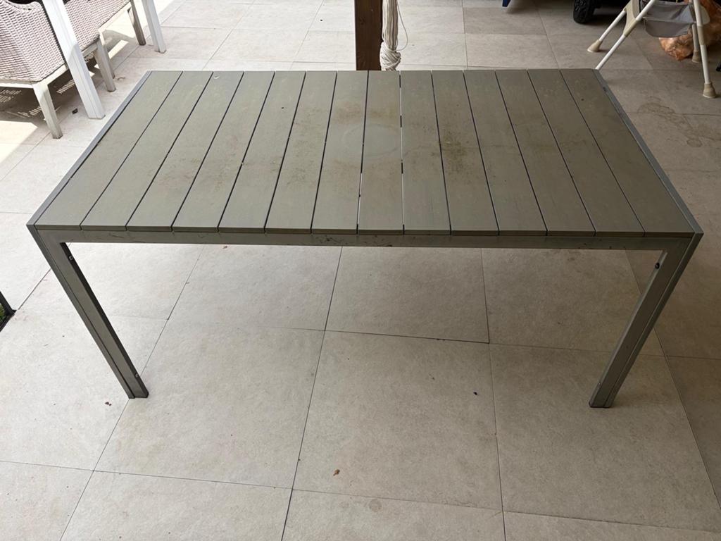 Aluminium tuintafel taupe - 4 personen (160x90x73cm), Tuin en Terras, Tuintafels, Ophalen, Gebruikt, Rechthoekig, Aluminium