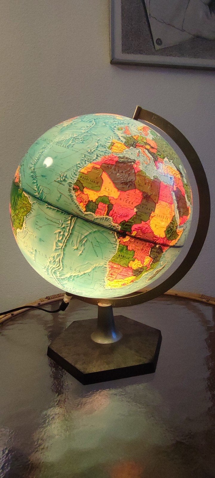 Verlichte Wereldbol Scan-Globe Type 5 - Vintage, Gebruikt, Kunststof, Verlicht, Ophalen of Verzenden