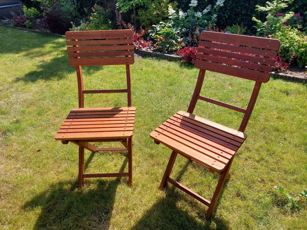 Bistrostoelen hardhout, Ophalen, Zo goed als nieuw, Kunststof, Inklapbaar