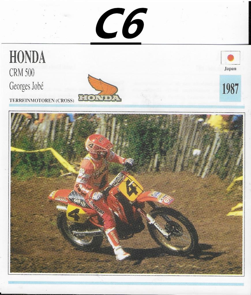 C6 motorkaart honda crm 500 georges jobe ( 1987 ), Ophalen of Verzenden, Zo goed als nieuw, Auto's