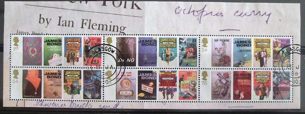 James Bond, blok gest, Ophalen of Verzenden, Gestempeld