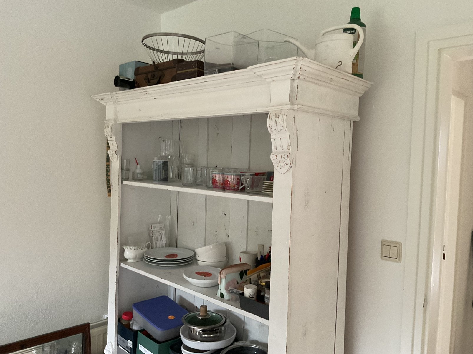 Brocante open keukenkast geheel van hout .Wit, Ophalen, Gebruikt