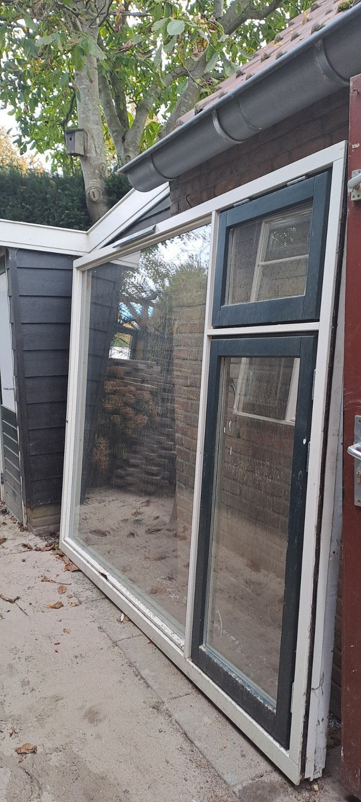 Hardhouten kozijn met HR++ beglazing, Ophalen, Gevelraam of Ruit, Gebruikt, 160 cm of meer