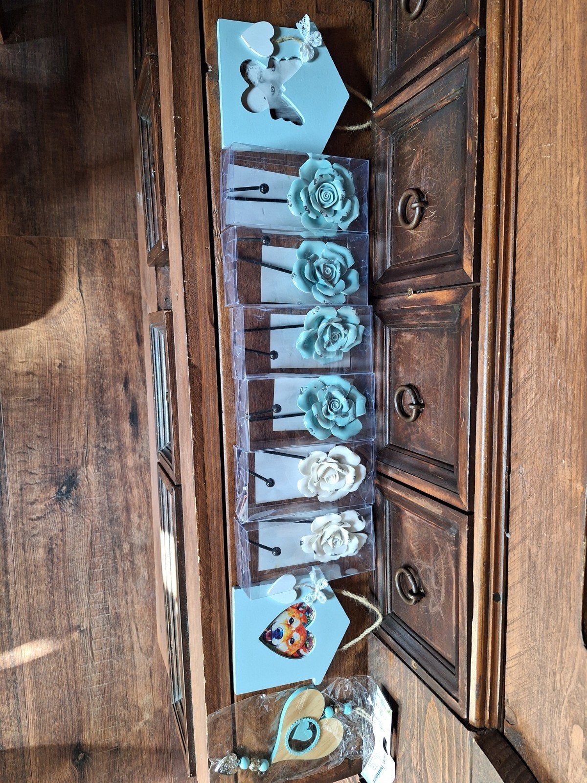 Decoratieve rozenhaakjes en houten decoratie, Nieuw, Ophalen of Verzenden, Landelijk, Blauw