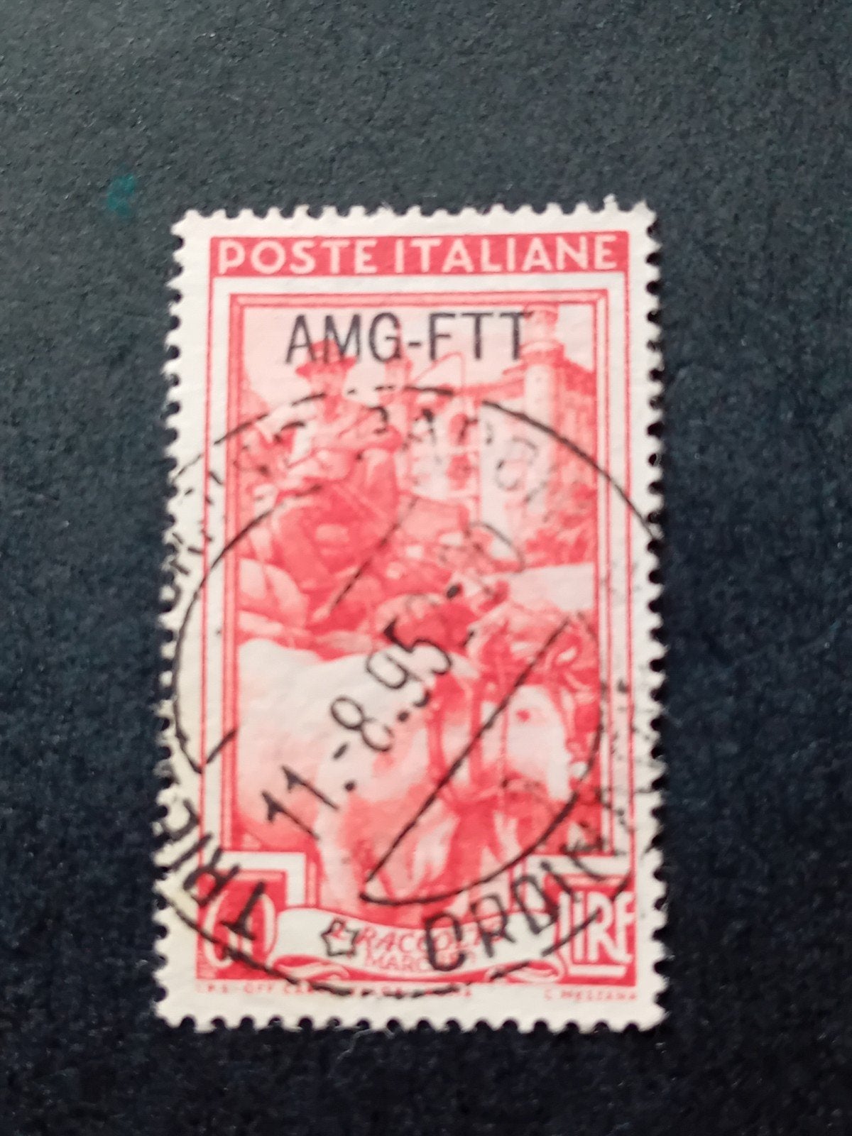 Gestempelde Italiaanse postzegel AMG-FTT, Ophalen of Verzenden, Overige landen