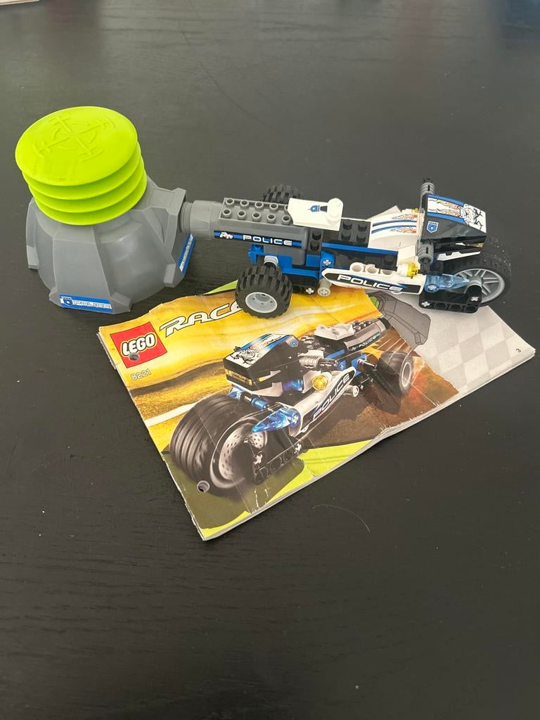 Lego Racers 8221 Politie Motor met Lanceerder, Gebruikt, Lego, Ophalen of Verzenden, Compleet