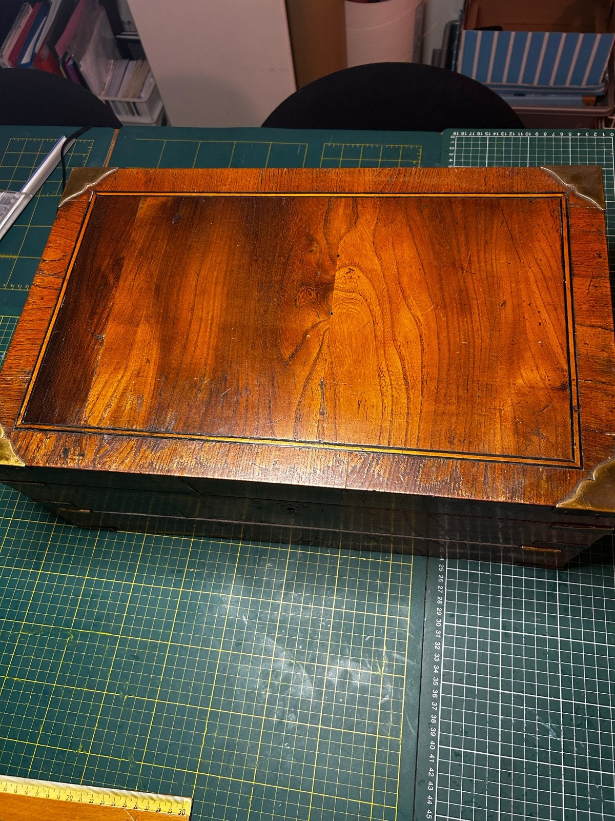 Antieke houten schrijfdoos met originele accessoires, Antiek en Kunst, Ophalen of Verzenden