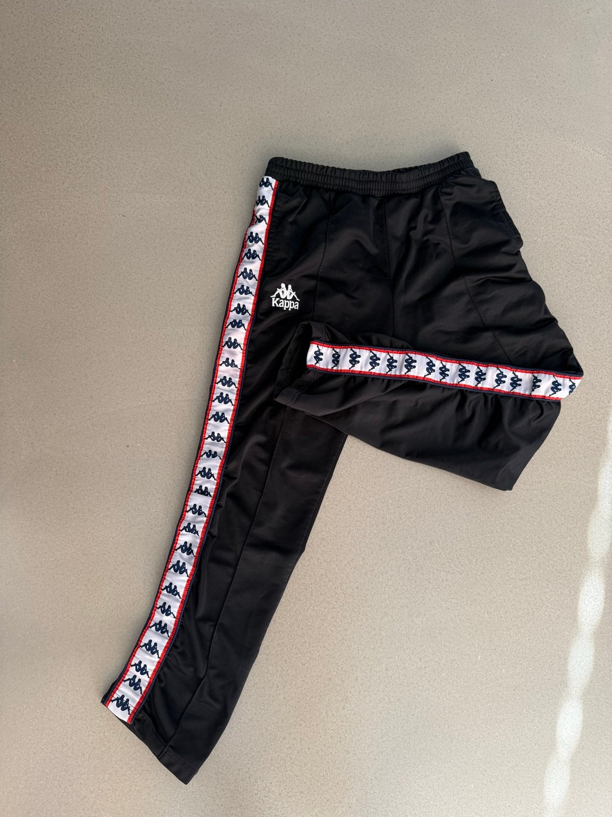 Vintage Kappa broek - Zwart met zijstrepen, Ophalen of Verzenden, Zo goed als nieuw, Maat 46 (S) of kleiner, Zwart