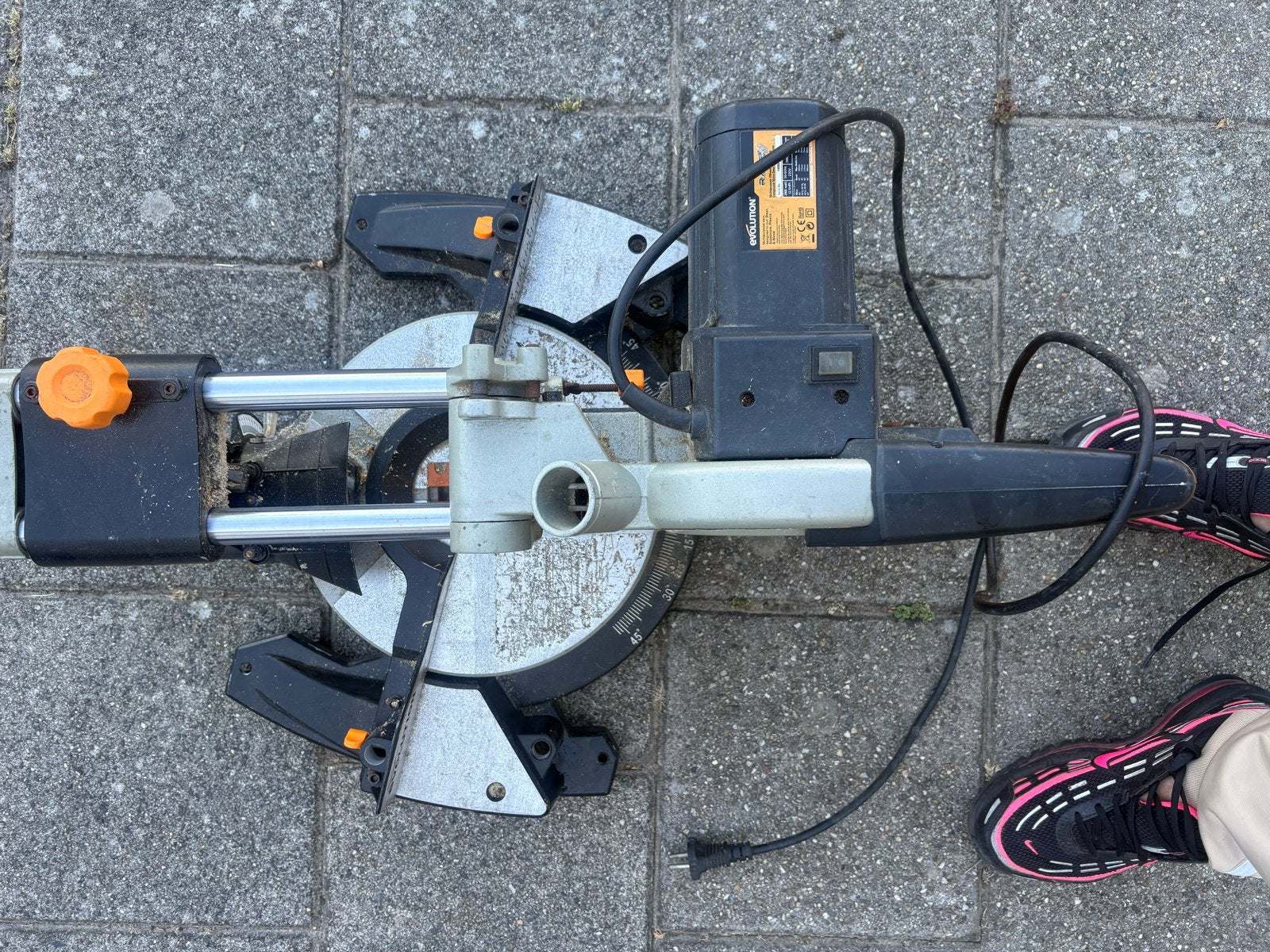 Evolution RAGE3-S Multipurpose Afkortzaag 2000W, Ophalen, Gebruikt, 70 mm of meer, Afkortzaag
