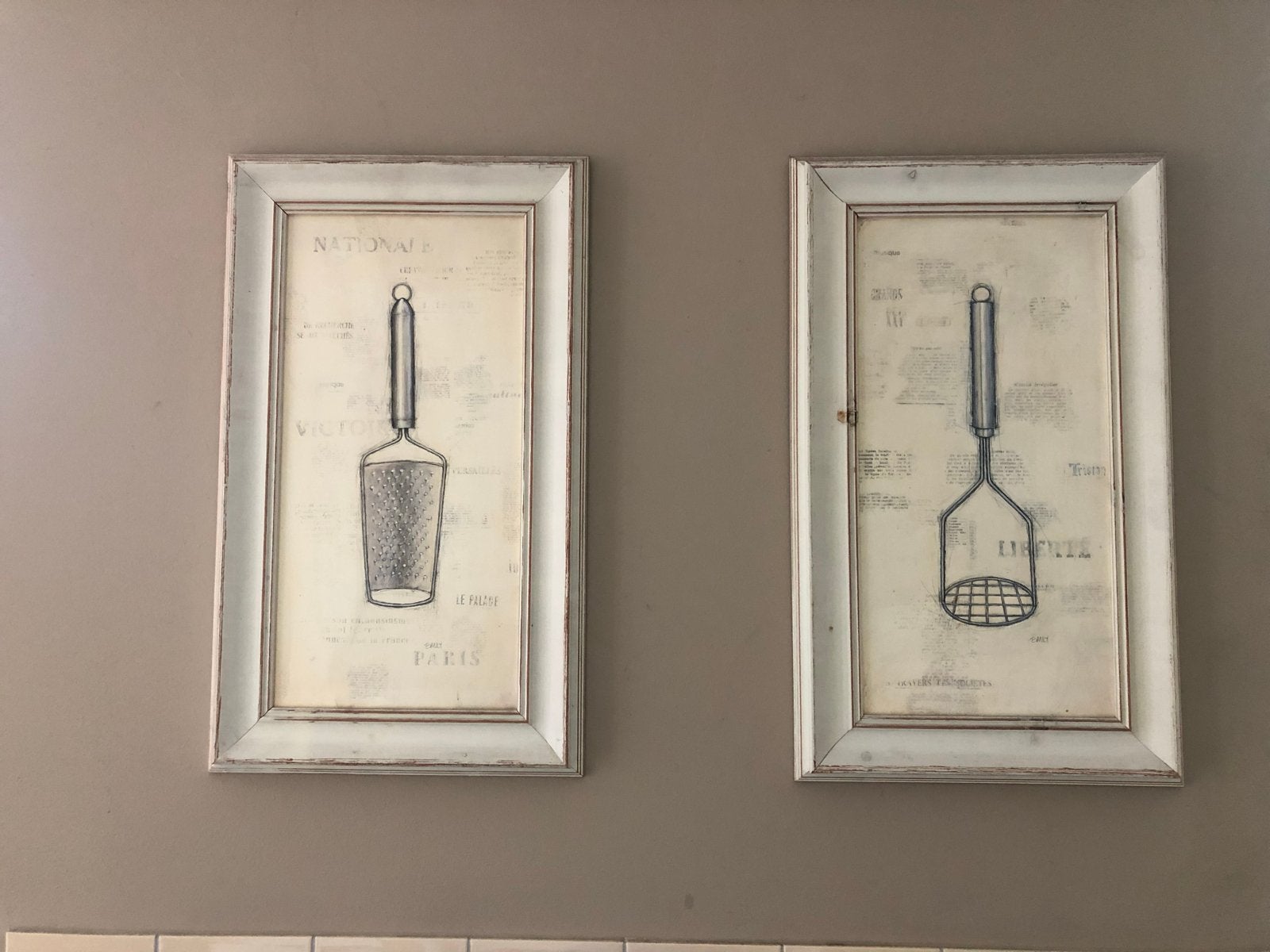Set van 2 houten paneeltjes met keukengerei (36x60cm), Ophalen, 50 – 75, Minder dan 50 cm, Overige typen