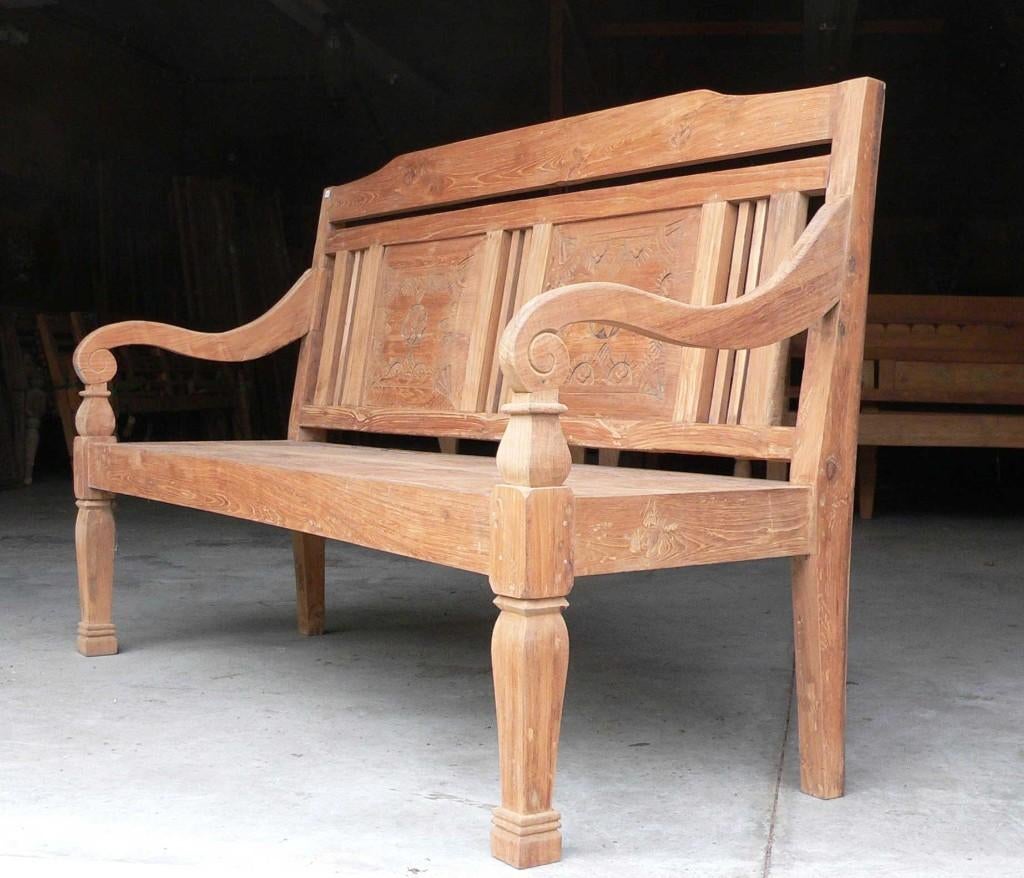 stationsbank antiek teak houten lounge tuin bank RB39 banken, Antiek en Kunst, Antiek | Meubels | Stoelen en Banken, Ophalen of Verzenden