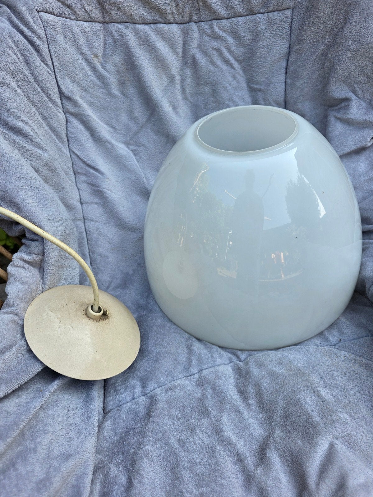 Prachtige Set van 2 Vintage Jaren '30 Opaline Schoollampen (, Ophalen, Zo goed als nieuw, Glas