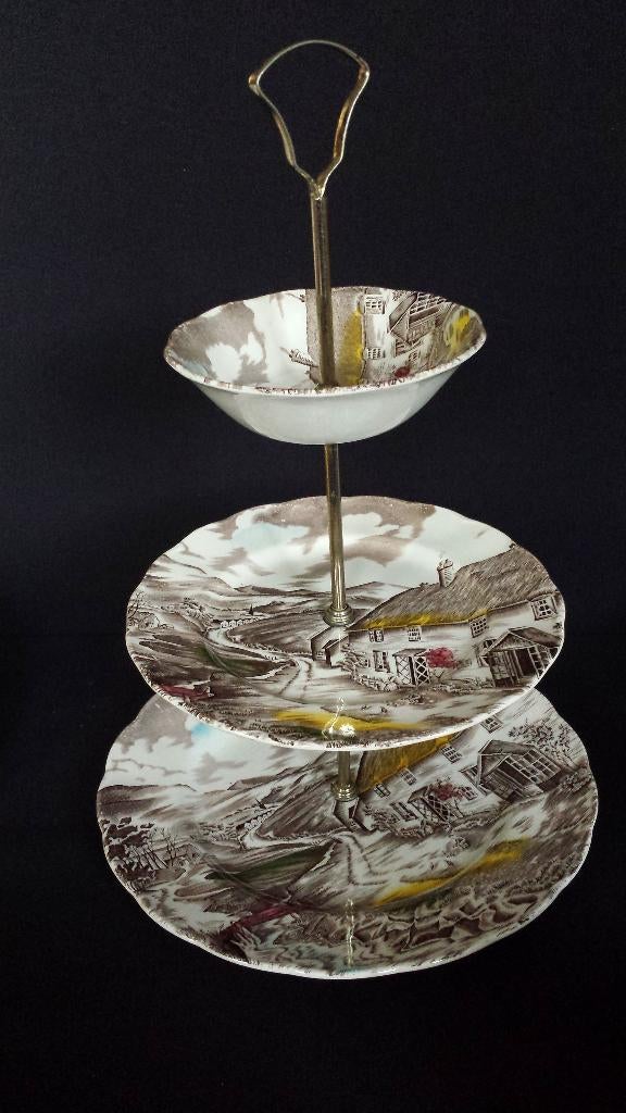 Cake Stand ETAGIÈRE Grindley Pottery Quiet Day Staffordshire, Ophalen of Verzenden