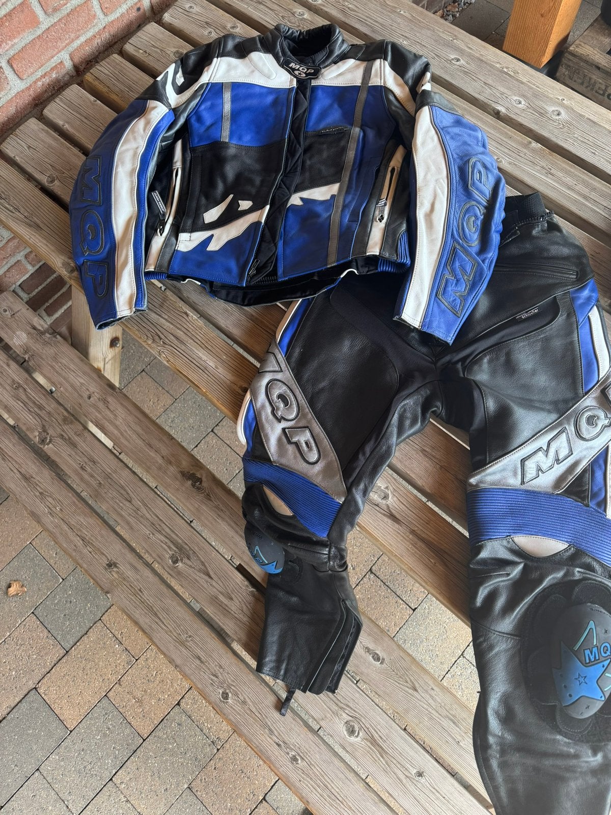 Dames motorpak MQP mt 40/42 zwart/blauw/wit, Ophalen, Tweedehands, Dames, Combipak