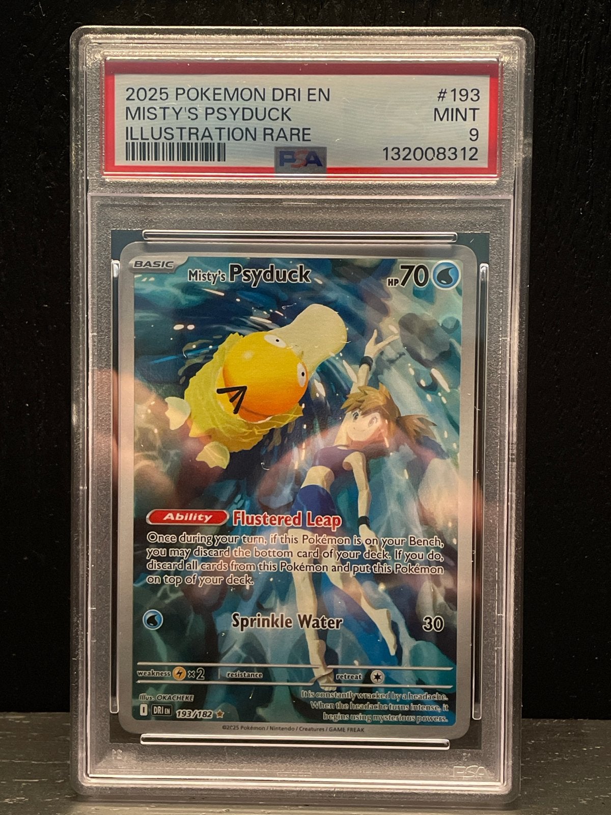 Misty's Psyduck 193/182 PSA 9, Ophalen, Zo goed als nieuw, Losse kaart, Foil
