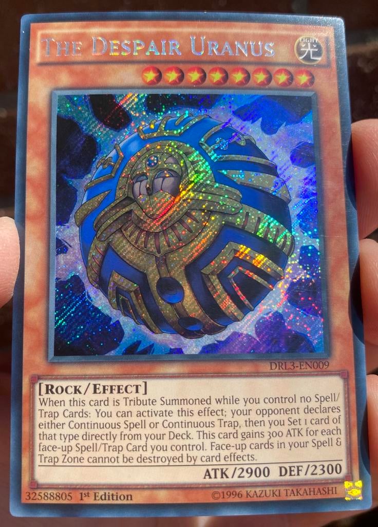 Yu-Gi-Oh! The Despair Uranus DRL3 1st Edition !, Ophalen of Verzenden, Gebruikt, Losse kaart, Foil
