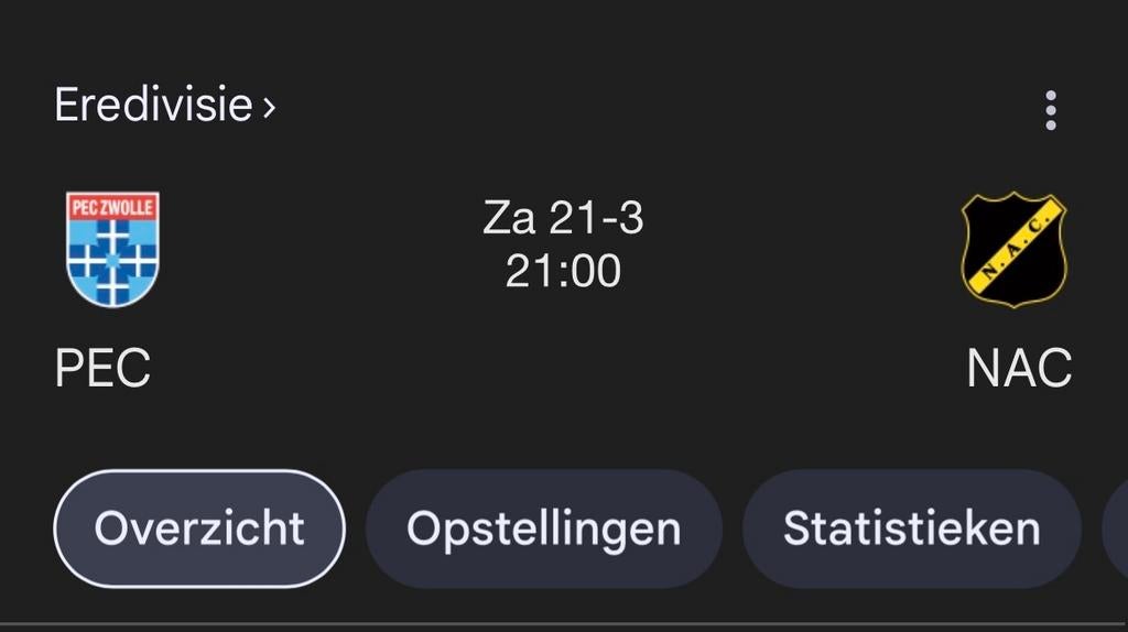 Pec Zwolle - NAC uitkaart bus 3, Tickets en Kaartjes, Losse kaart, Eén persoon