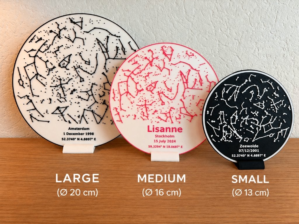 Gepersonaliseerde Sterrenkaart - op Datum, Locatie en Naam, Kunststof, 20 cm, Nieuw, 20 cm