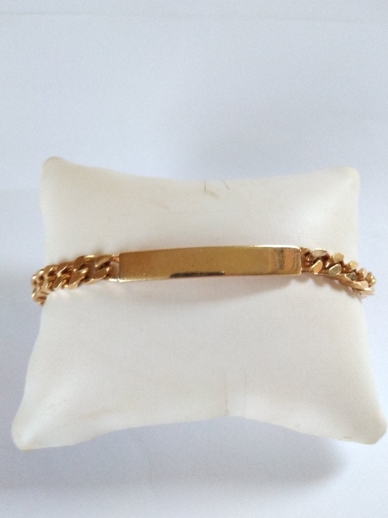 PLAAT-ARMBAND voor heren, 18 kt verguld, lengte 20,5 cm, Ophalen of Verzenden, Zo goed als nieuw, Goud, Overige materialen