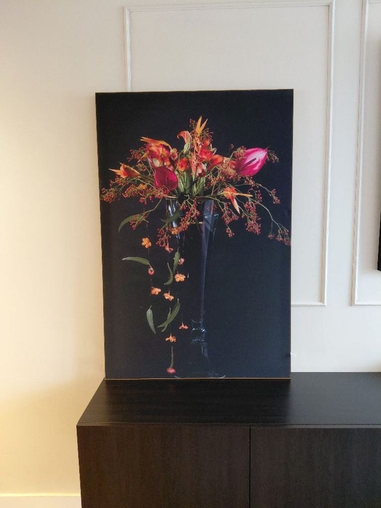 ArtFrame wisseldoek Vaas met bloemen 80x120 & Aluminium Fram, Ophalen, Nieuw, Schilderij, 75 tot 100 cm