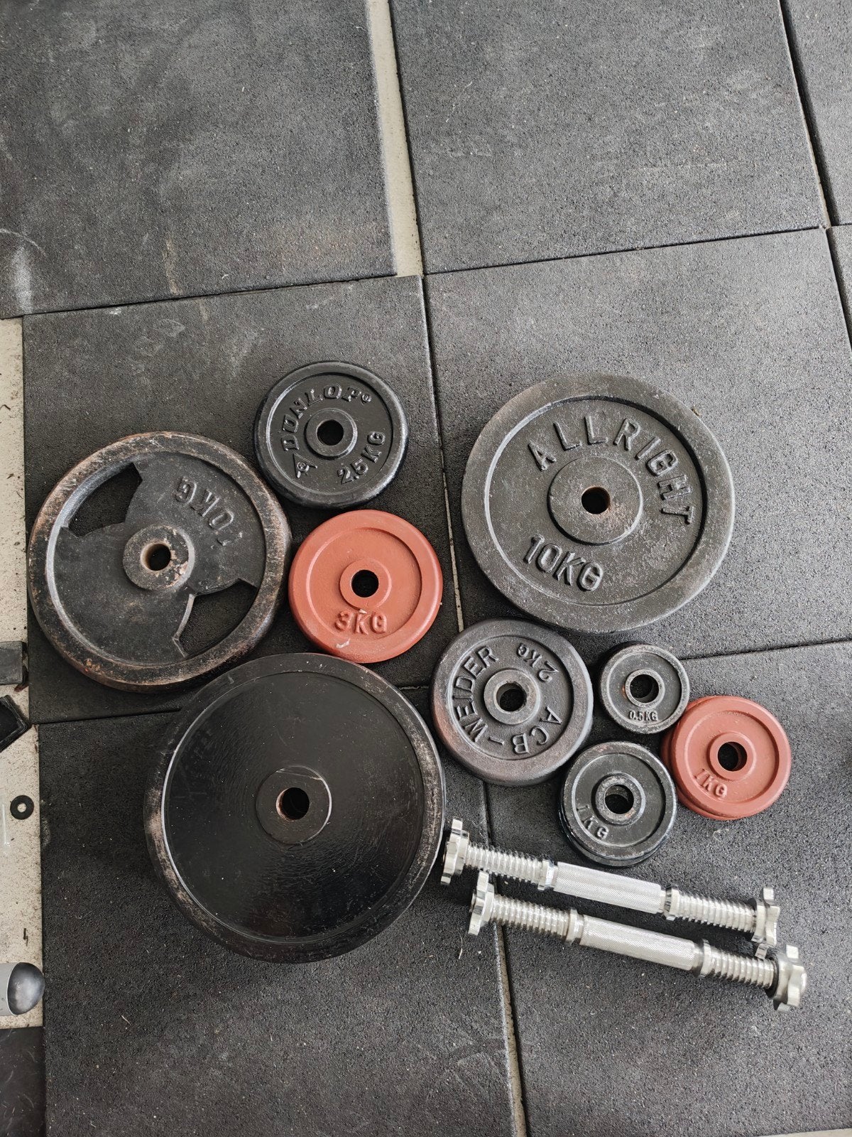 100kg Halterset (30mm, incl. dumbellstangen), Sport en Fitness, Ophalen, Benen, ., Zo goed als nieuw