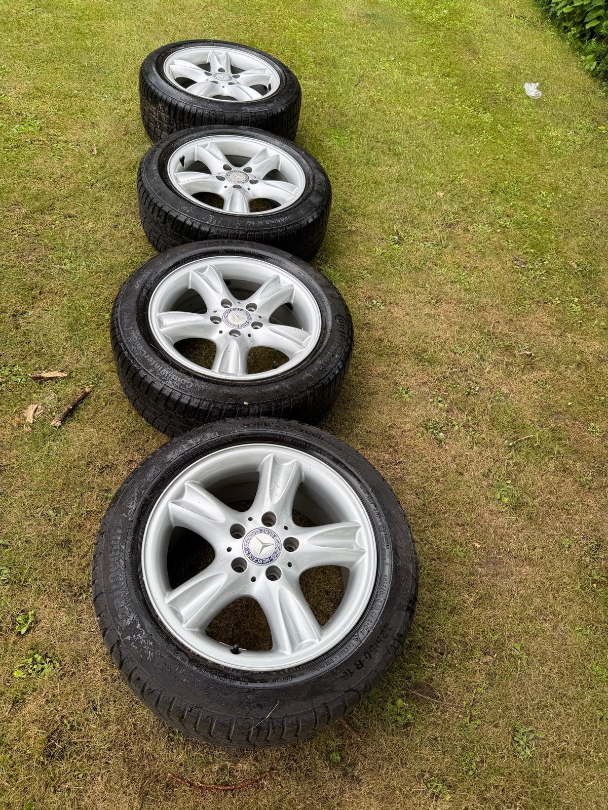 Originele Mercedes velg met Continental winterband, Gebruikt, 16 inch, Banden en Velgen, Personenwagen