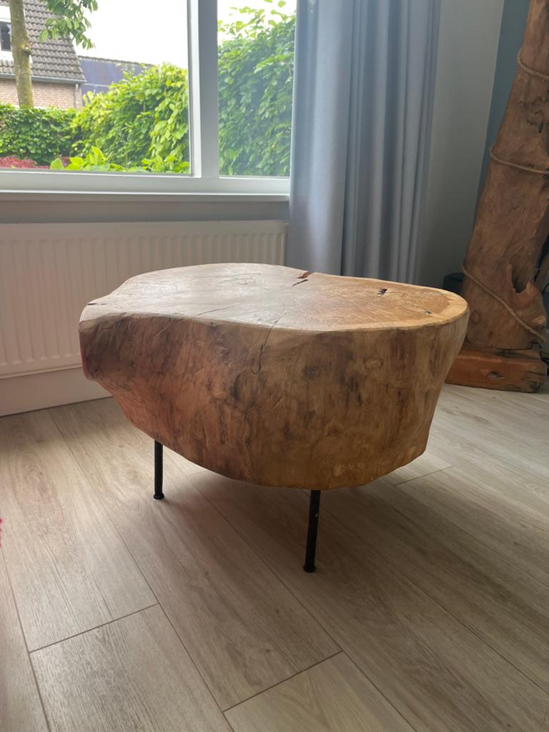 Boomstam salontafel, Huis en Inrichting, Tafels | Salontafels, Ophalen, 50 tot 100 cm, 50 tot 100 cm, Zo goed als nieuw