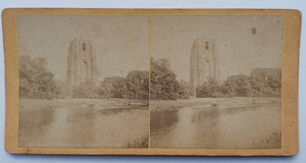 Stereofoto Leeuwarden toren Oldehove, Gebruikt, Foto, Ophalen of Verzenden, Gebouw