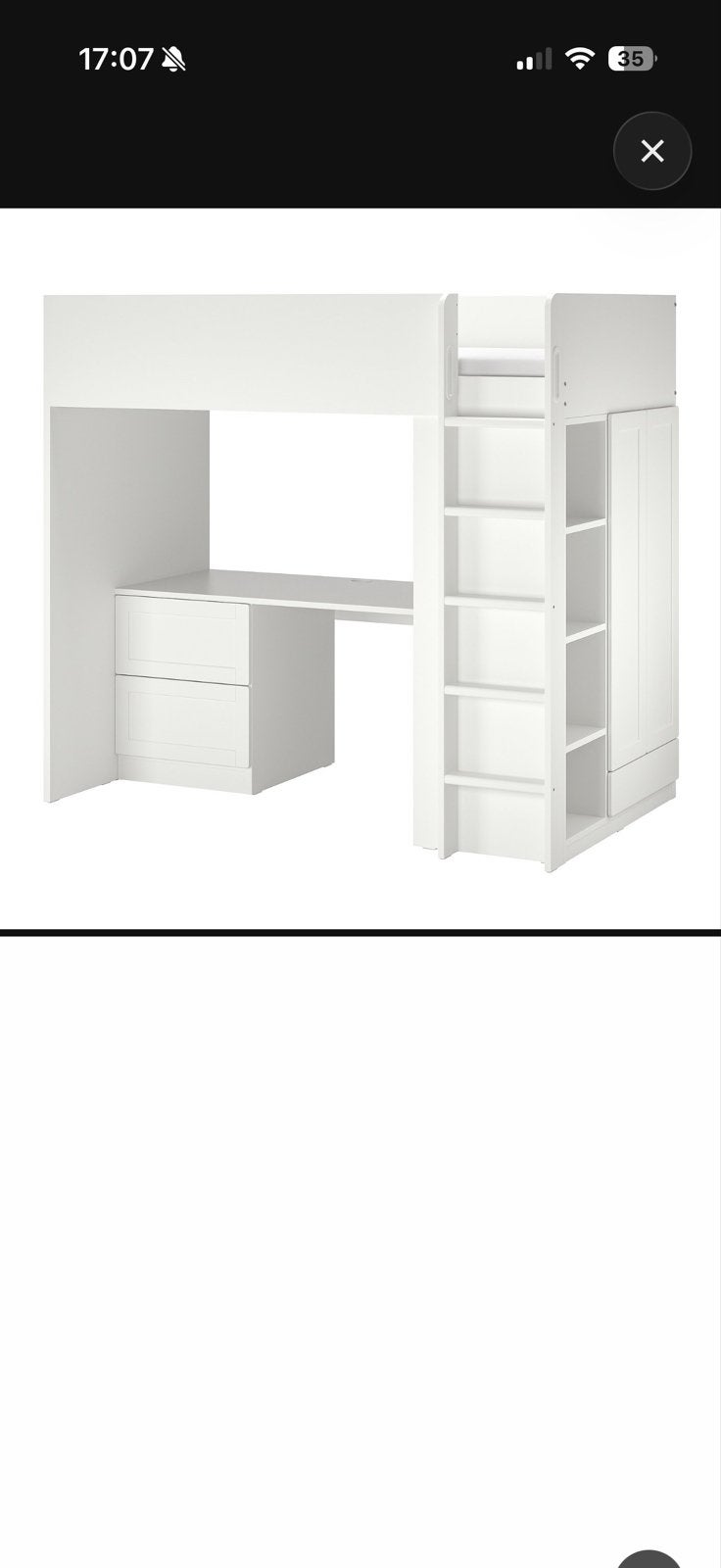 IKEA Småstad Hoogslaper met Bureau en Zwarte Fronten, Gebruikt, Eenpersoons, Ophalen of Verzenden, 200 cm