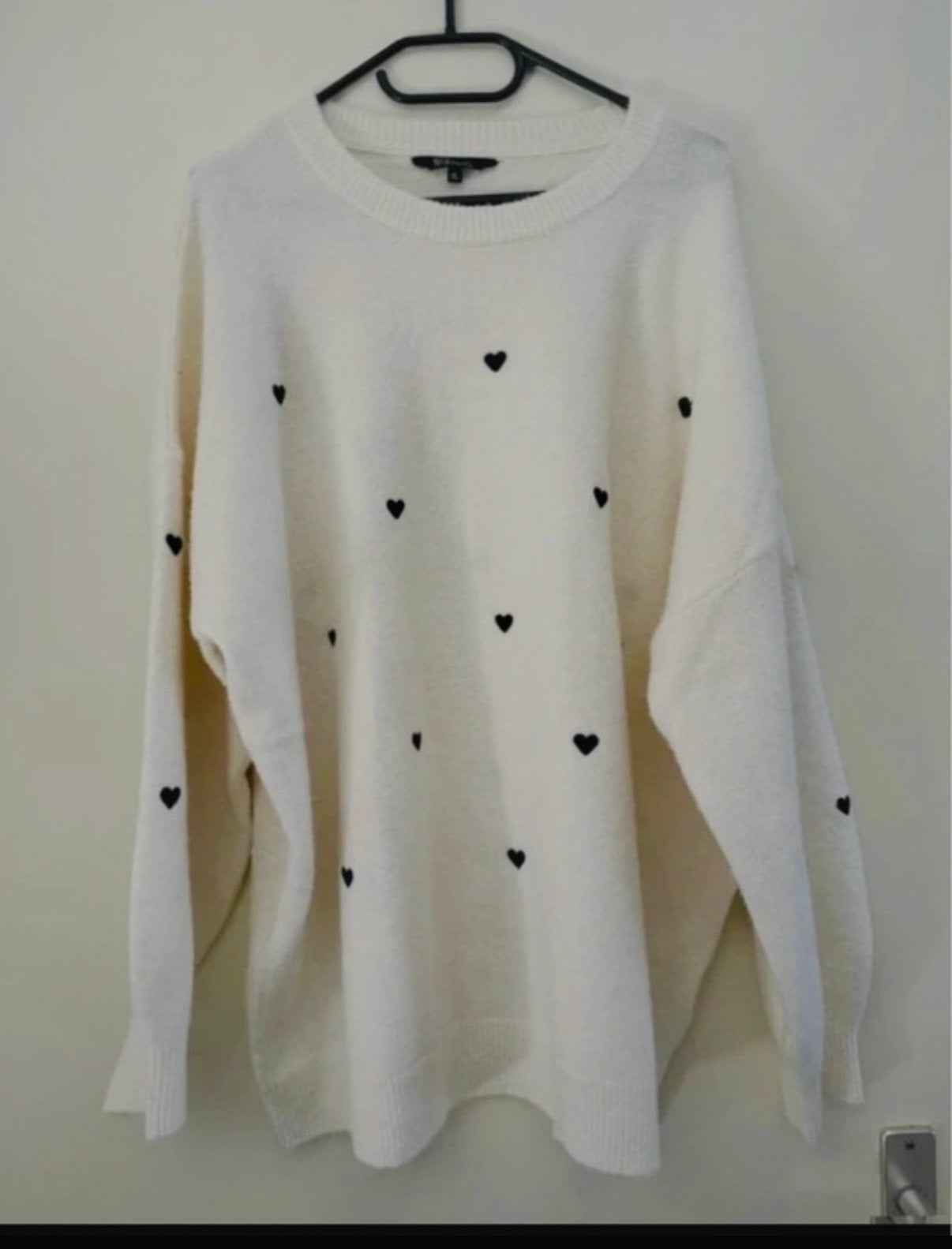 Witte trui met zwarte hartjes - MSmode XL, Ophalen of Verzenden, Zo goed als nieuw, Maat 46/48 (XL) of groter, Wit