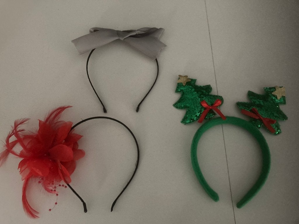 Haarband set 2 stuks oa miss grant bloem kerstboom en strik!, Kinderen en Baby's, Kindermode-accessoires, Meerkleurig, Haarband