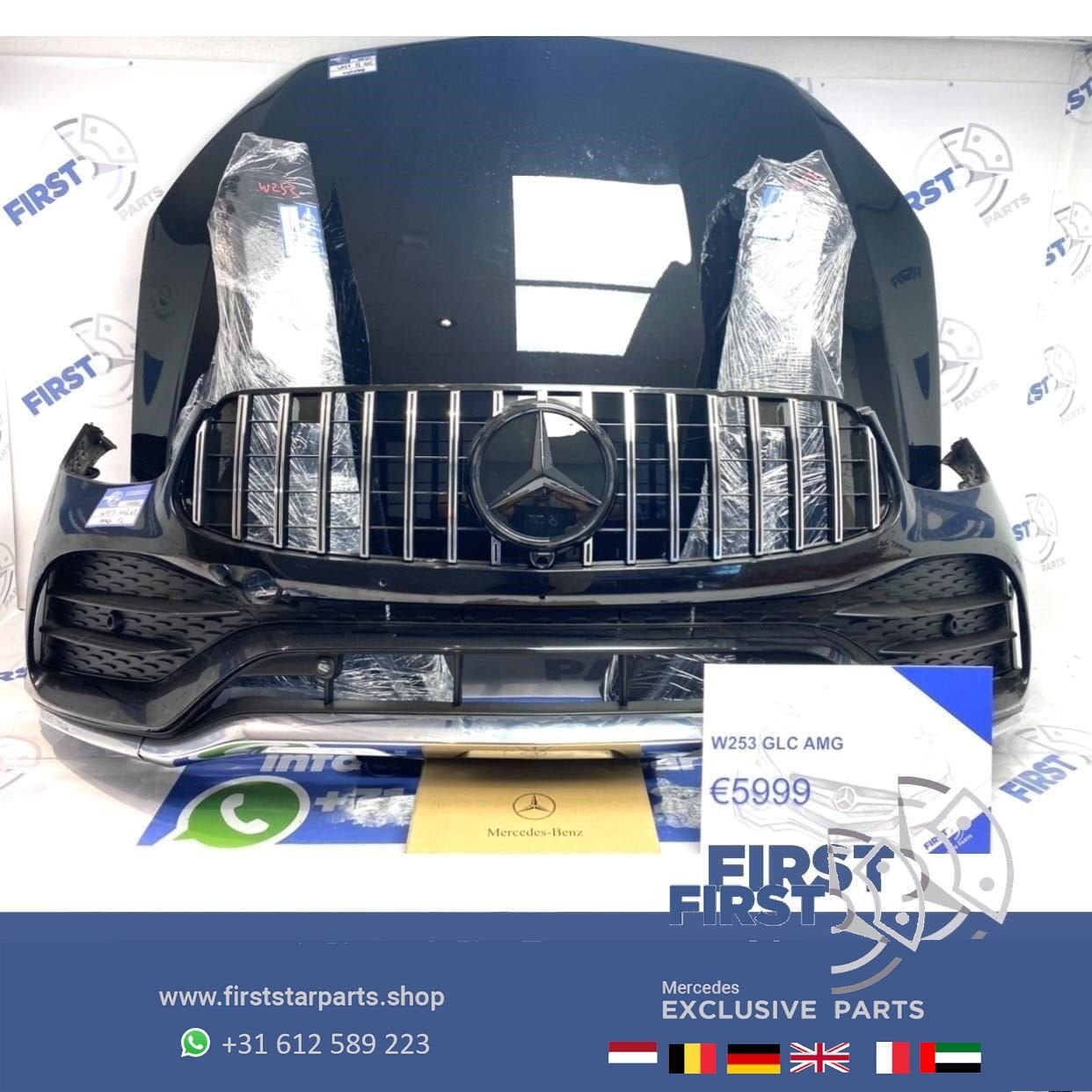 W253 C253 GLC FACELIFT VOORKOP ZWART COMPLEET FRONT GT GRIL, Gebruikt, -, Voor, Ophalen of Verzenden